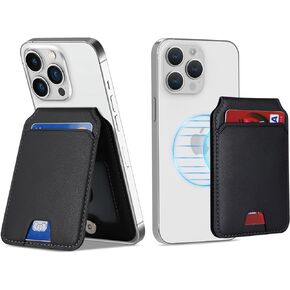 Ｈａｖａｙａ Magnetic Card Wallet Holder with MagSafe for iPhone 15 Pro Max/15 Pro/15 Plus/15/14 Pro Max/14 Plus/14 Pro/14/13 Pro Max/13 Pro/13/13 Mini/12/12 Pro/12 Pro Max/12 Mini-Black