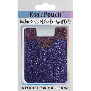 Glitter Koala Pouch - Phone Card Holder, Stick On Wallet (Purple)