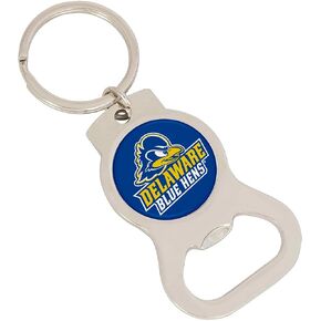 University of Delaware Bottle Opener Keychain Fighting Blue Hens UD Car Keys (Silver Bottle)