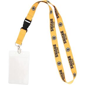 Desert Cactus Boston Bruins Lanyard NHL National Hockey League Car Keys ID Badge Holder Lanyard Keychain Buckle (Yellow with Pouch)