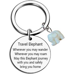 Travel Elephant Keychain Wherever You May Wander Good Luck Charm Gifts for Family Friends Teenagers Birthday Graduation Gifts