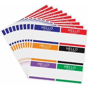 60 Pcs Hello My Name is Stickers Bright Colorful Trendy Name Badge Tag Labels for Office, Meeting,Party and Mailing 3-1/2 × 2-3/8 Inch - 6 Color Per Sheet,10 Sheets（Style A）