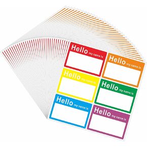 60 Pcs Hello My Name is Stickers Bright Colorful Trendy Name Badge Tag Labels for Office, Meeting,Party and Mailing 3-1/2 × 2-3/8 Inch - 6 Color Per Sheet,10 Sheets（Style A） in Kuwait