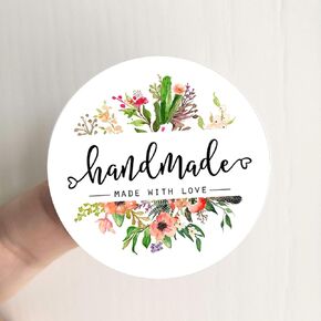 Handmade Made with Love Stickers, Handmade Stickers, Handmade with Love Labels, Packaging Stickers, Handmade Labels, Craft Stickers 120pcs/set