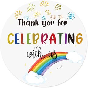 120pcs Thank You Stickers, Universal 1.6 inch Celebrating Labels for Baby Shower Wedding Bridal Shower Birthday, Envelopes & Gifts Packaging (Rainbow Style)