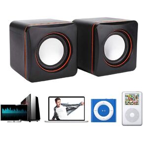 Wendry Speaker for Computer, Mini Cube USB Stereo Jack Wired Speaker for Desktop Laptop, Speakers Portable Compact and Lightweight, USB Speaker no Charging Function(Dual Track)