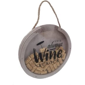 Wine Cork Holder Decor Gifts Shadow Box Wine Sign for Wine Lovers Accessories Display Storage Decorative Container (Round, 11.8"x 11.8"x1.38")