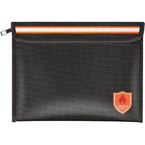 Fireproof Document Bag 2200°F/5200°F, 15×11"with Zipper and Reflective Strip,Heat Insulated Fireproof/Waterproof Bag for Cash, Documents and Valuables, Large Black-5200°F