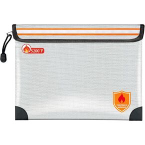 Fireproof Document Bag 2200°F/5200°F, 15×11"with Zipper and Reflective Strip,Heat Insulated Fireproof/Waterproof Bag for Cash, Documents and Valuables, Large Black-5200°F in Kuwait