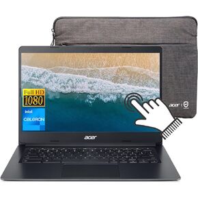 Acer 14" FHD Touchscreen Chromebook Laptop, Dual-Core Intel Celeron N4020, 4GB LPDDR4 RAM, 64GB eMMC Storage, Up to 12.5hrs Battery Life, WiFi, USB-C, Webcam, Chrome OS, w/CUE Accessories