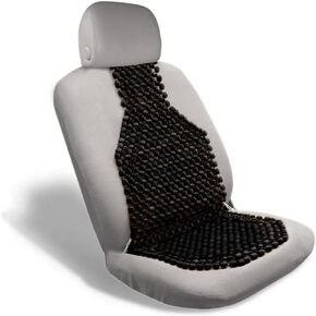 VaygWay Beaded Seat Cushion Car Driver Seat Cover with Durable & Double Strung Natural Wood Beads- Cooling Comfort Ventilated Massaging Support Cushion for Auto Cars (1 Pack Black)