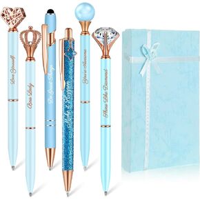 6 Pcs Fancy Pens for Women Crystal Diamond Pen for Journaling Pretty Glitter Pens Cute Inspirational Gifts for Girls School Office(Black)