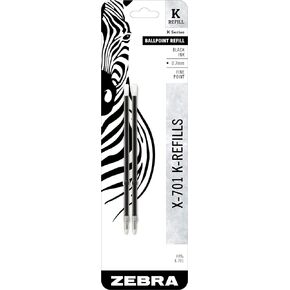 Zebra Pen Ballpoint Pen Refills, Fine Point, 0.7mm, Black Ink