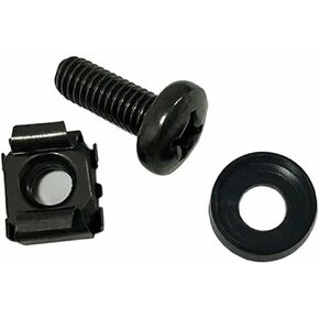 Cables Direct Online Pack of 50pcs M6 Rack Mount Cage Nuts & Screws w/Washers - Square Clips Server Bag Pack Lot