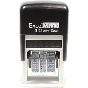 ExcelMark Self-Inking Date Stamp - Military Style/Euro Style - S121 (Black Ink)