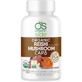 Organic Reishi Mushroom 60 Capsules - Adaptogen - Certified USDA - Non GMO - Vegan