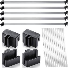 Epakh 36 Pcs Hanging File Rail and Clip Set Include 12 Hanging File Rails 24 Hanging File Rail Clip File Rails Hook Hanging Folder Clips File Cabinet Rails File Cabinet Clips for Office (Aluminum)