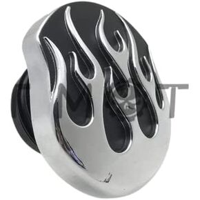 HTTMT MT439-001- Black Flame Gas Cap Vented Fuel Cap Compatible with Harley XL & Big Twin Gas Tank Cap 84-15
