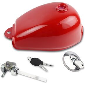 FLYPIG Fuel Gas Tank for Honda Mini Trail Z50 Z50J Z50R with Cap,Keys and Petcock fit 1979 - 1999 Monkey Z50 Bike Z50R Z50J Bike Red Color Petrol Tank New