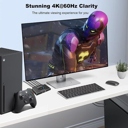 KVM Switch HDMI 1 شاشات 2 جهاز كمبيوتر، مفاتيح USB KVM لجهازي كمبيوتر مشاركة 1 لوحة مفاتيح وماوس وشاشة واحدة، مفتاح USB 2 جهاز كمبيوتر يدعم 4K@60 هرتز، مفتاح ماوس لوحة مفاتيح HDMI in Kuwait