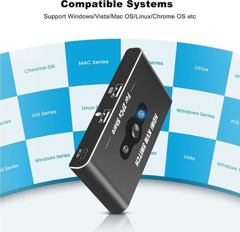 KVM Switch HDMI 1 شاشات 2 جهاز كمبيوتر، مفاتيح USB KVM لجهازي كمبيوتر مشاركة 1 لوحة مفاتيح وماوس وشاشة واحدة، مفتاح USB 2 جهاز كمبيوتر يدعم 4K@60 هرتز، مفتاح ماوس لوحة مفاتيح HDMI in Kuwait