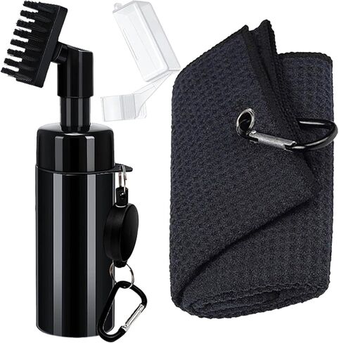 CALIDAKA Golf Club Cleaner,Golf Water Brush with Retractable and Lockable Clip and Towel,Golf Club Cleaner Brush Essentials Golf Accessories for Men, Best Golf Gifts for Men in Saudi Arabia