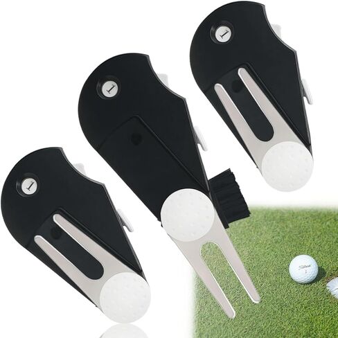 3 Pcs 5 In1 Golf Score Counter,Multi-Functional Golf Stroke Counter with Shot Counter,Ball Marker,Wedge Tool,Groove Cleaner and Golf Club Brush,Golf Tools with Clips,Easy to Use and Easy to Carry in Kuwait