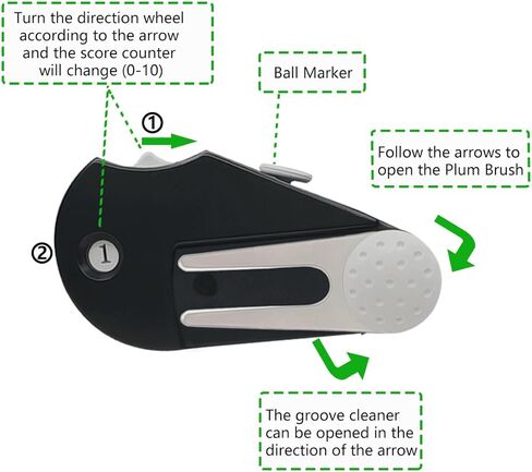 3 Pcs 5 In1 Golf Score Counter,Multi-Functional Golf Stroke Counter with Shot Counter,Ball Marker,Wedge Tool,Groove Cleaner and Golf Club Brush,Golf Tools with Clips,Easy to Use and Easy to Carry in Kuwait