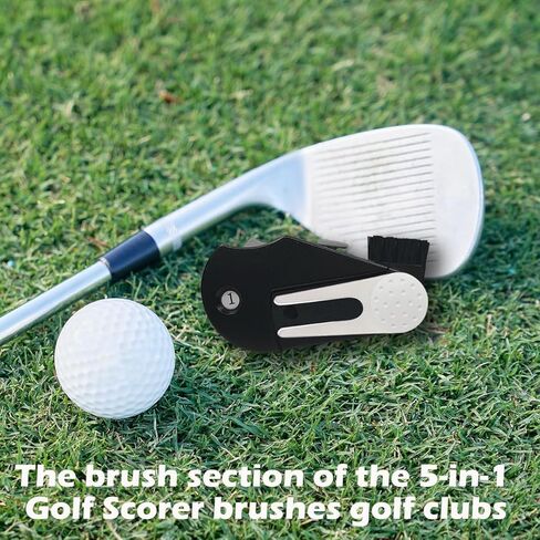 3 Pcs 5 In1 Golf Score Counter,Multi-Functional Golf Stroke Counter with Shot Counter,Ball Marker,Wedge Tool,Groove Cleaner and Golf Club Brush,Golf Tools with Clips,Easy to Use and Easy to Carry in Kuwait