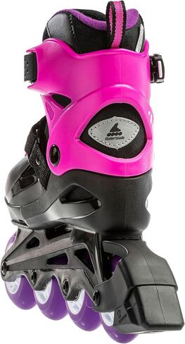 حذاء تزلج مضمّن للياقة البدنية قابل للتعديل للفتيات من Rollerblade Fury، أسود ووردي، للصغار، أداء شبابي in Saudi Arabia
