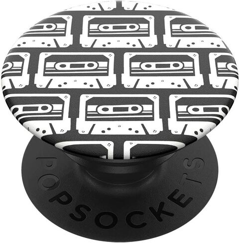 حامل ومقبض PopSockets PopGrip مع جزء علوي قابل للتبديل - أشرطة سوداء/بيضاء in Saudi Arabia