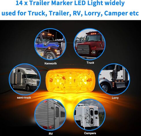 مصابيح علامة جانبية من Donepart، مصابيح تشغيل خارجية LED RV Camper، مصابيح جانبية مزدوجة Bullseye، 12 مصباح ثنائي لشاحنات المقطورة RV SUV Boat Camper (6 أحمر + 7 كهرمان) in Saudi Arabia