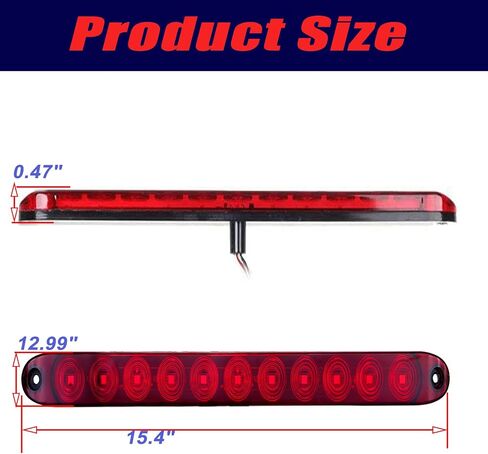 شريط ضوء مقطورة LED أحمر من Donepart، 15 بوصة مؤشر ذيل الفرامل، مصابيح كومبو لتحديد إشارة الانعطاف، IP67 مقاوم للماء مناسب لشاحنة مقطورة المرافق البحرية (عبوتان) in Saudi Arabia