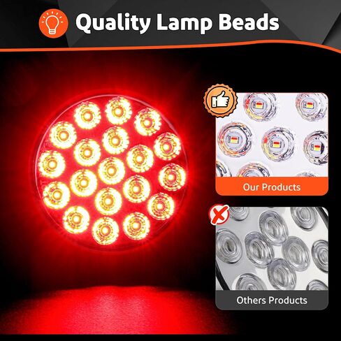 LIMICAR 4" Trailer Lights, 19 LED Trailer Light Kit, 2PCS Round Stop Brake Lights Backup Reverse Lights w/Rubber Grommets & 3-Prong Wire Pigtails, LED Trailer Lights Kit for Utility Trailer in Saudi Arabia