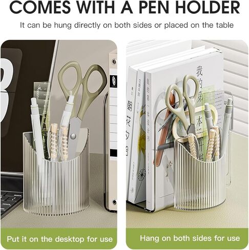 Transparent Acrylic File Organizer for Desk,Magazine Holder organizing Rack, Bookshelf withpen Holder,workspace Classifier, Desk Accessories, Wallet/Handbag Storage Rack (4 Sections) in Kuwait