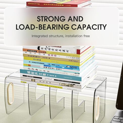 Transparent Acrylic File Organizer for Desk,Magazine Holder organizing Rack, Bookshelf withpen Holder,workspace Classifier, Desk Accessories, Wallet/Handbag Storage Rack (4 Sections) in Kuwait