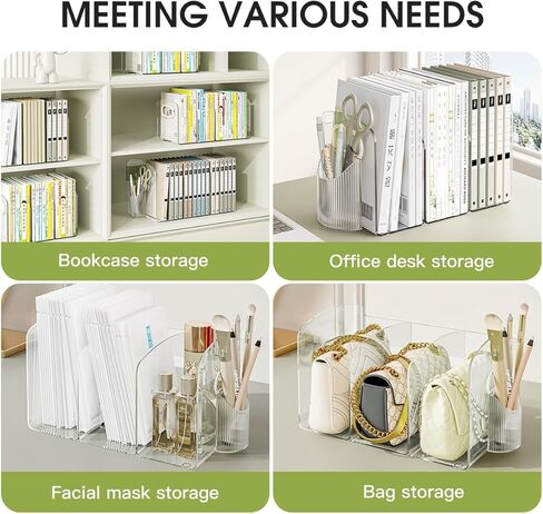 Transparent Acrylic File Organizer for Desk,Magazine Holder organizing Rack, Bookshelf withpen Holder,workspace Classifier, Desk Accessories, Wallet/Handbag Storage Rack (4 Sections) in Kuwait