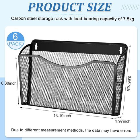 6 Pcs Magnetic File Holder Without Drilling Installation Magnetic Wall File Organizer Black Magnetic Folders for Classroom Magnetic Paper Holder for Refrigerator Whiteboard Office Kitchen in Saudi Arabia