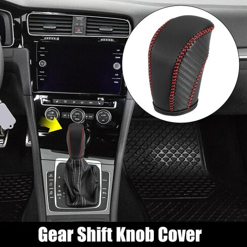X AUTOHAUX Car Faux Leather Gear Shift Knob Cover for Volkswagen Jetta Tiguan 2011-2019 Passat Beetle 2012-2019 Atlas 2018-2019 CC 2013-2017 Carbon Fiber Grain in Saudi Arabia