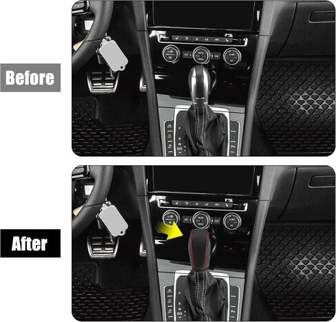 X AUTOHAUX Car Faux Leather Gear Shift Knob Cover for Volkswagen Jetta Tiguan 2011-2019 Passat Beetle 2012-2019 Atlas 2018-2019 CC 2013-2017 Carbon Fiber Grain in Saudi Arabia