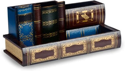 Tosnail Decorative Pen Holder with Storage Compartment, Wooden Pencil Holder and Organizer, Antique Library Books Design Pen Cup Caddy for Office Supplies, Countertop, Desk, Table in Saudi Arabia