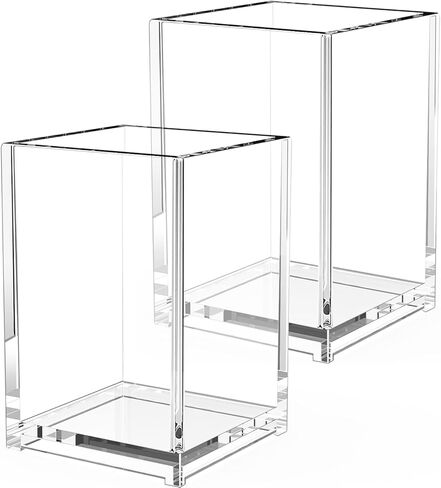 حامل أقلام للمكتب، 2 كوب شفاف للأقلام، حامل أقلام بلاستيكي، منظم قلم تحديد أنيق، حامل فرشاة المكياج، منظم ملحقات المكتب للمنزل والمدرسة والمكتب in Kuwait