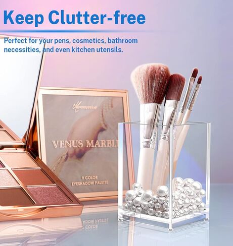 حامل أقلام للمكتب، 2 كوب شفاف للأقلام، حامل أقلام بلاستيكي، منظم قلم تحديد أنيق، حامل فرشاة المكياج، منظم ملحقات المكتب للمنزل والمدرسة والمكتب in Kuwait