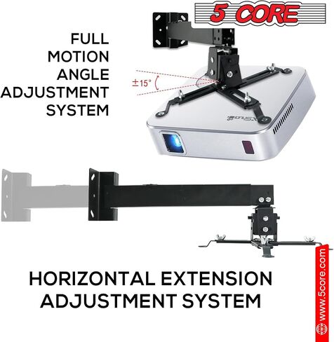 5 CORE Projector Ceiling Mount Universal White Extendable HD Projector Stand Bracket TILT Wall Mount Hanger Supports up to 40 lbs Mounting for Most Projectors Video PS 01 WH in Saudi Arabia