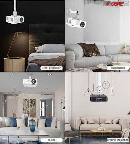 5 CORE Projector Ceiling Mount Universal White Extendable HD Projector Stand Bracket TILT Wall Mount Hanger Supports up to 40 lbs Mounting for Most Projectors Video PS 01 WH in Saudi Arabia