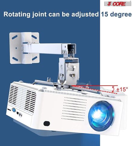 5 CORE Projector Ceiling Mount Universal White Extendable HD Projector Stand Bracket TILT Wall Mount Hanger Supports up to 40 lbs Mounting for Most Projectors Video PS 01 WH in Saudi Arabia