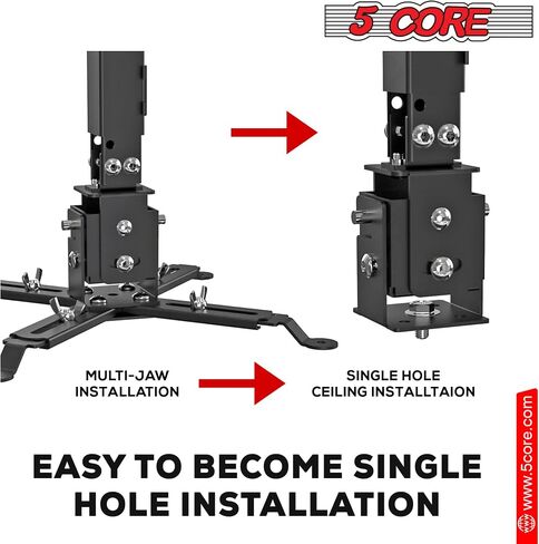 5 CORE Projector Ceiling Mount Universal White Extendable HD Projector Stand Bracket TILT Wall Mount Hanger Supports up to 40 lbs Mounting for Most Projectors Video PS 01 WH in Saudi Arabia