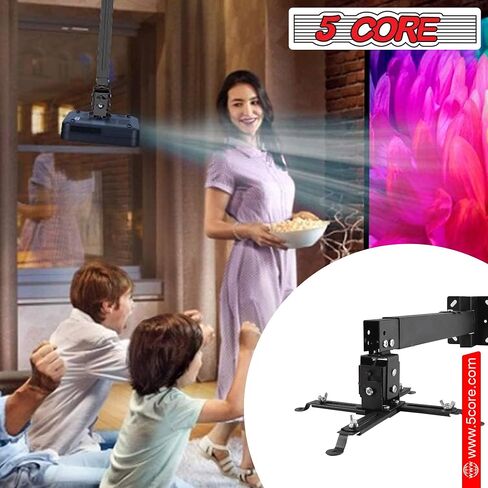 5 CORE Projector Ceiling Mount Universal White Extendable HD Projector Stand Bracket TILT Wall Mount Hanger Supports up to 40 lbs Mounting for Most Projectors Video PS 01 WH in Saudi Arabia