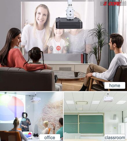 5 CORE Projector Ceiling Mount Universal White Extendable HD Projector Stand Bracket TILT Wall Mount Hanger Supports up to 40 lbs Mounting for Most Projectors Video PS 01 WH in Saudi Arabia