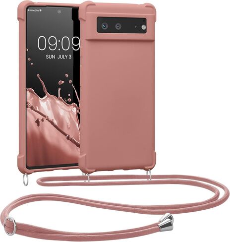 حافظة كروس kwmobile متوافقة مع حافظة Google Pixel 6 - غطاء سيليكون TPU مع حزام - أسود in Saudi Arabia